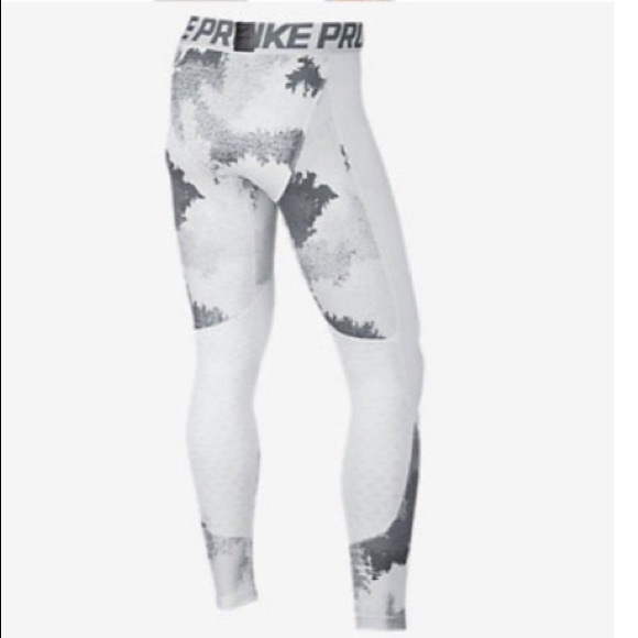 Nike Pro Hyperwarm Tights AOP White Grey Tree M - Picture 3 of 8